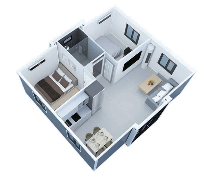 20 feet,two rooms, two living rooms